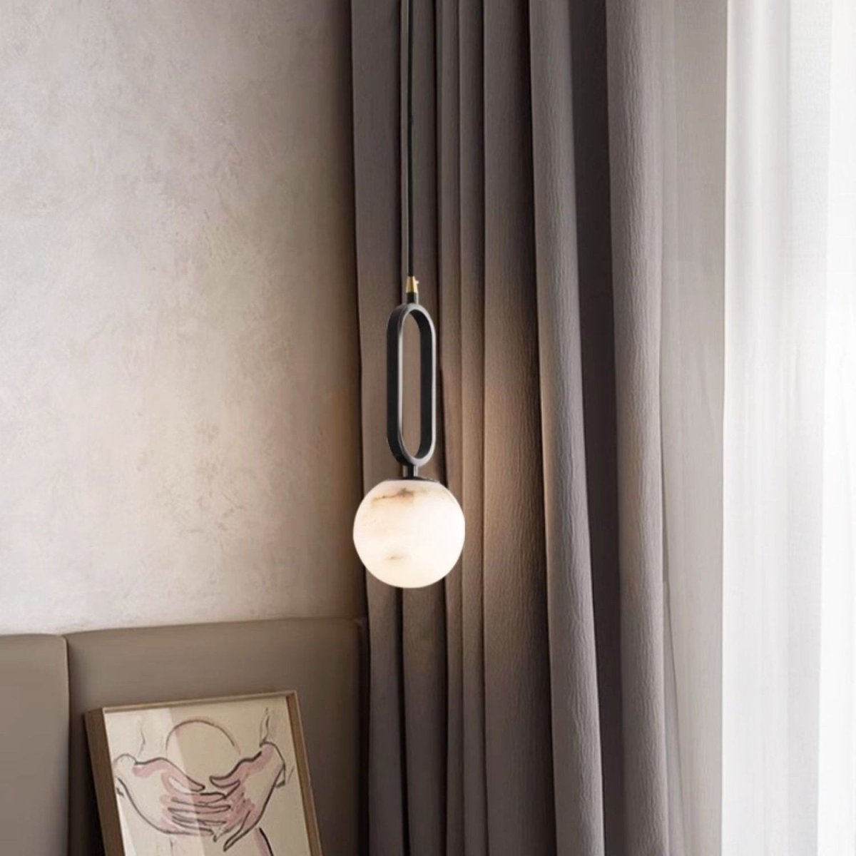 Illuminez votre Intérieur avec L'élégante Alabaster Oval Ring Hängeleuchte