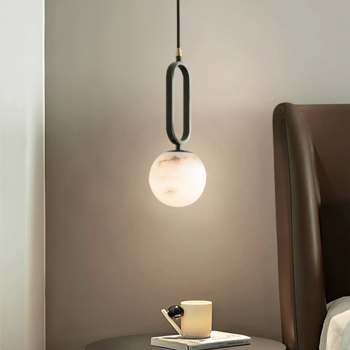 Illuminez votre Intérieur avec L'élégante Alabaster Oval Ring Hängeleuchte
