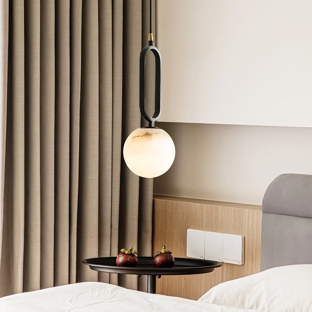 Illuminez votre Intérieur avec L'élégante Alabaster Oval Ring Hängeleuchte