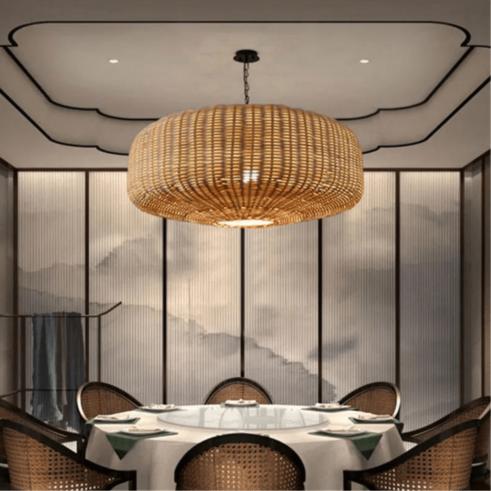 Illuminez votre Espace avec L'élégance Unique du Lustre en Rattan