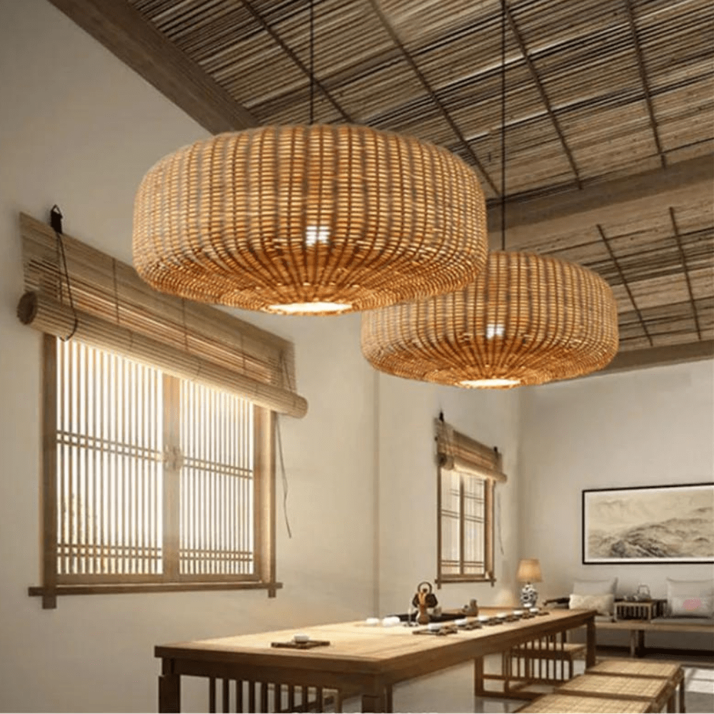 Illuminez votre Espace avec L'élégance Unique du Lustre en Rattan