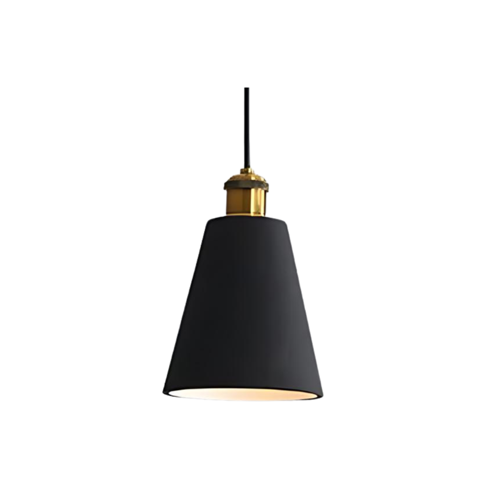 Verfijnde Scandi deckenlampe noire et or en métal et résine, éclairage élégant