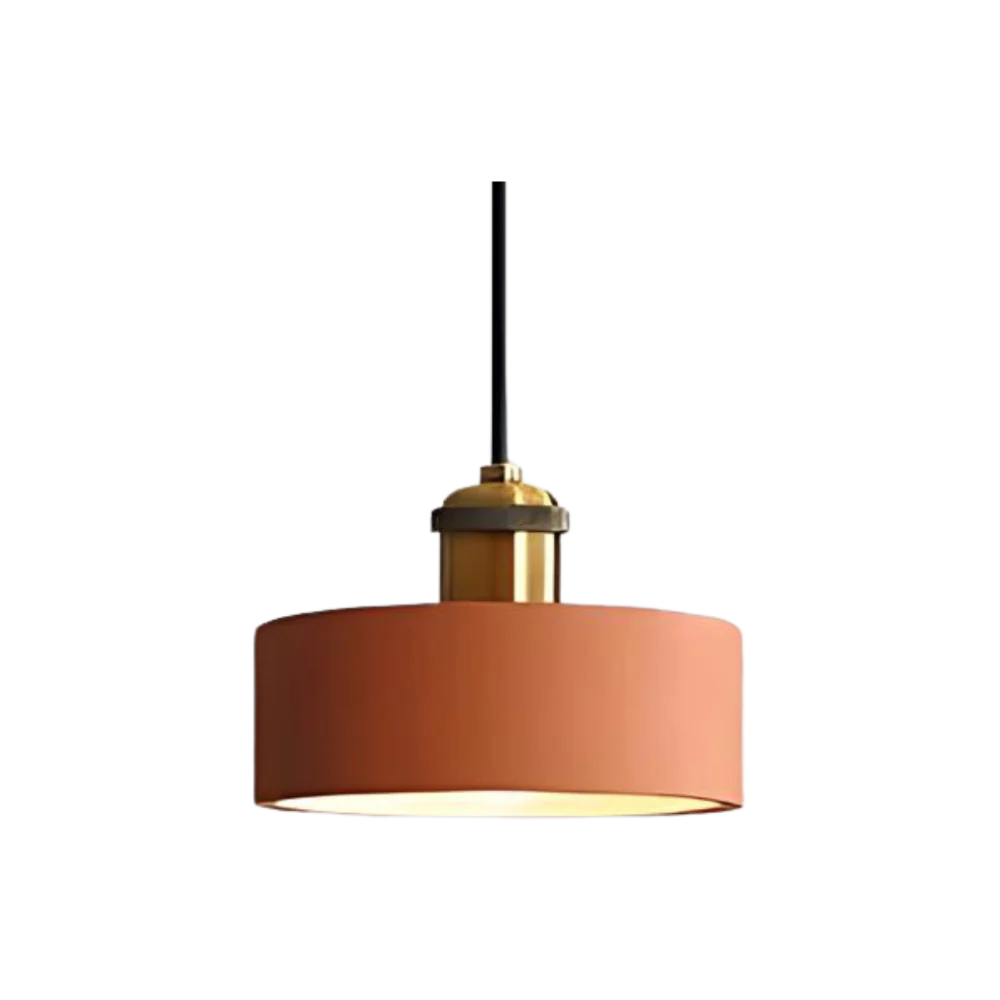 Hanging terracotta drum pendant light, exemplaire verfijnde scandi deckenlampe en métal et résine