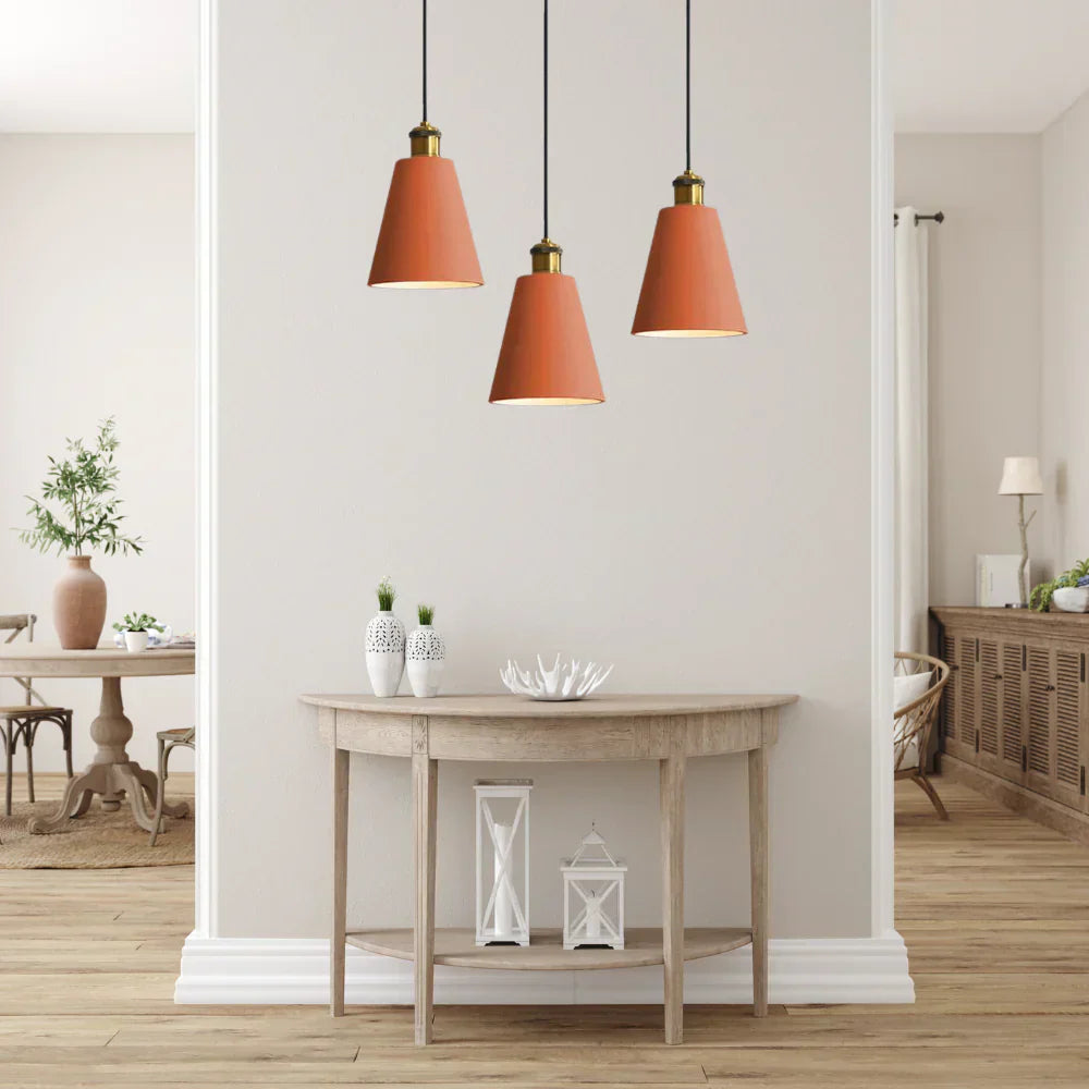 Trois suspensions orange pour verfijnde scandi deckenlampe en métal et résine