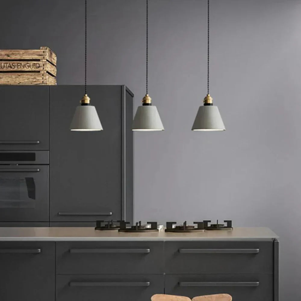 Trois suspensions gris pour la verfijnde scandi deckenlampe en métal et résine