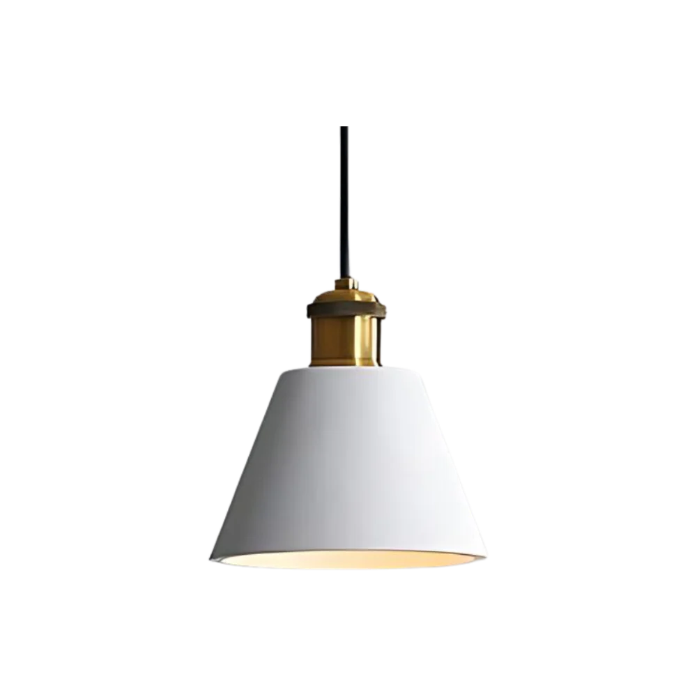 Suspension verfijnde scandi deckenlampe blanche et or en métal et résine