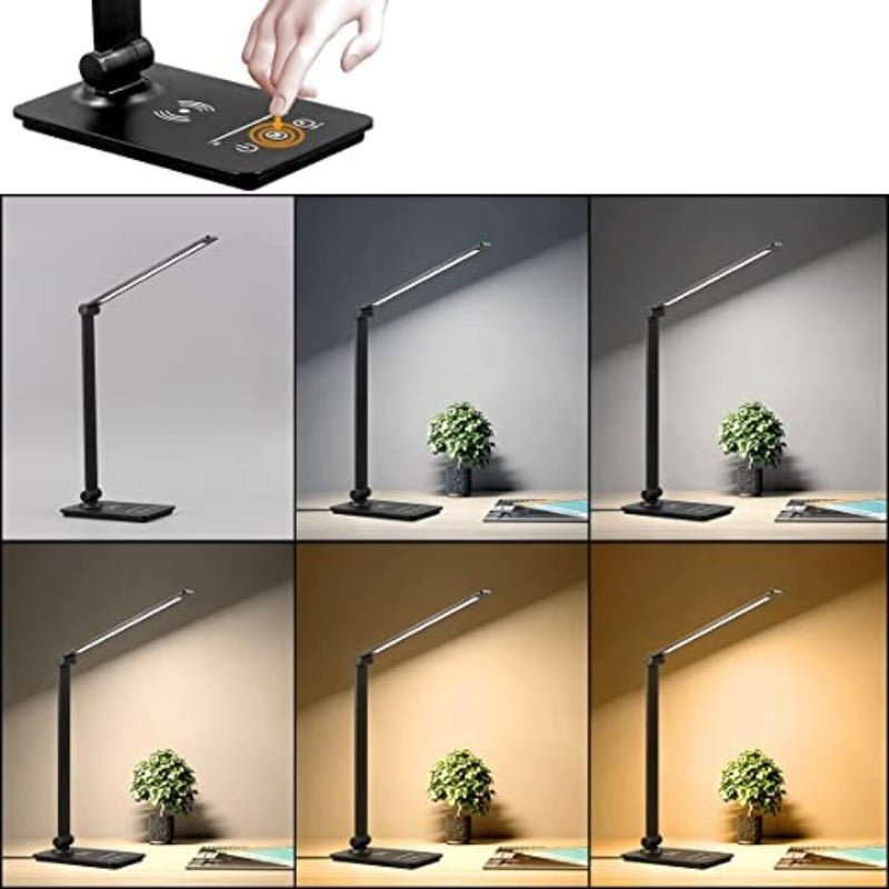 Lampe de Bureau Led avec Chargeur sans Fil et Lumière Chaleureuse