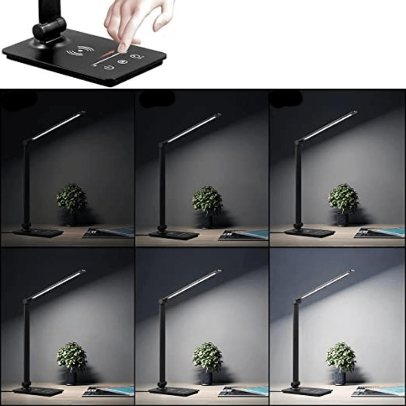 Lampe de Bureau Led avec Chargeur sans Fil et Lumière Chaleureuse