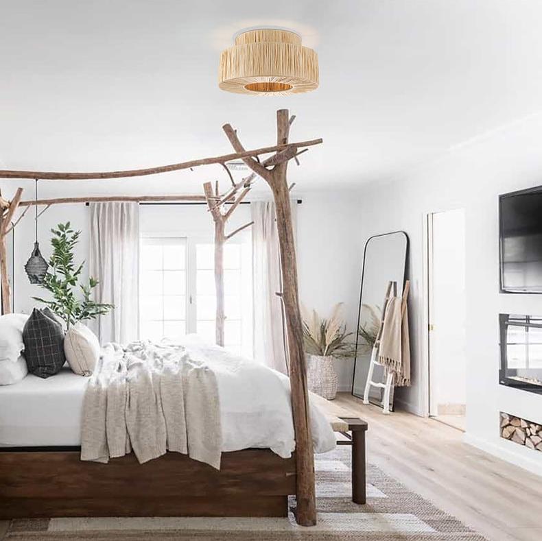 Apportez L'élégance Moderne avec la Suspension Boho Rieten Doppelschicht