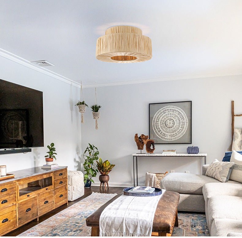 Apportez L'élégance Moderne avec la Suspension Boho Rieten Doppelschicht