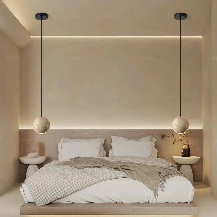 Éclairez votre Schlafzimmer avec le Chandelier Travertine Lunar Magique