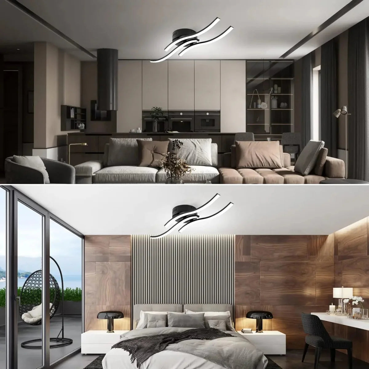 Lumineuse et élégante Led-deckenleuchte avec Design en Vagues