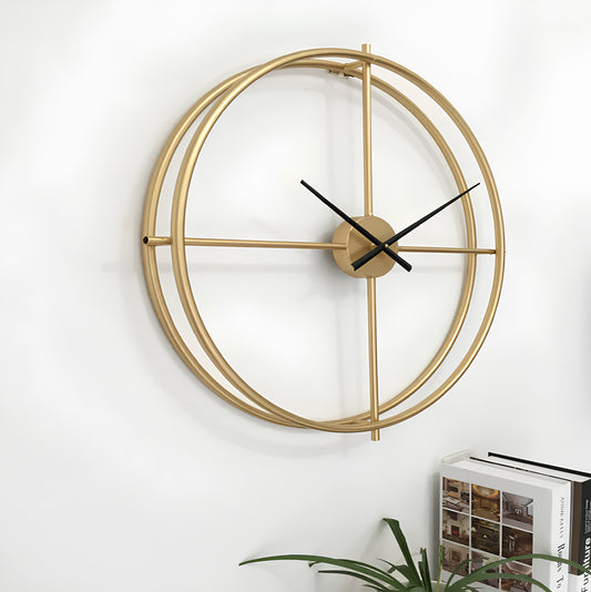 Modern gold-colored clock - 35 cm