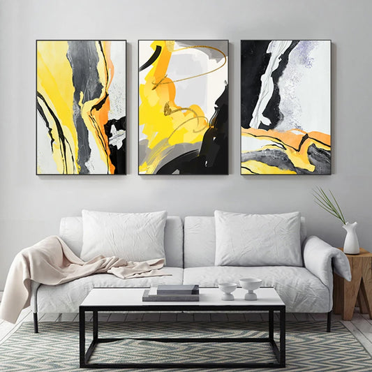Modern abstract yellow painting