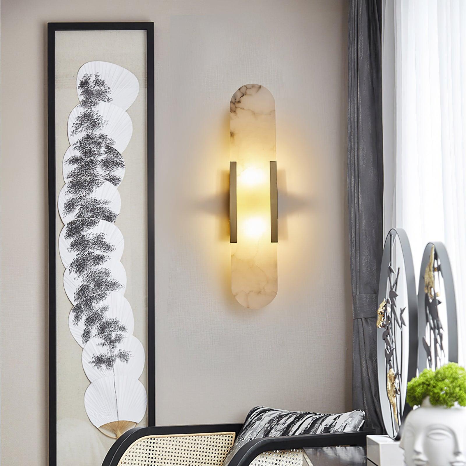 Langgestreckte Alabaster-Wandlampe Melange