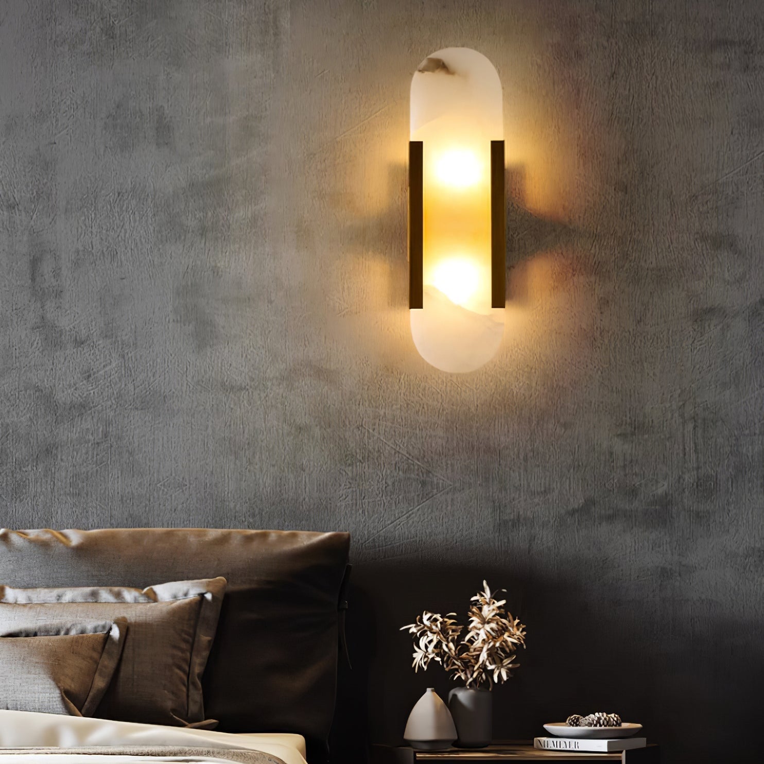 Langgestreckte Alabaster-Wandlampe Melange