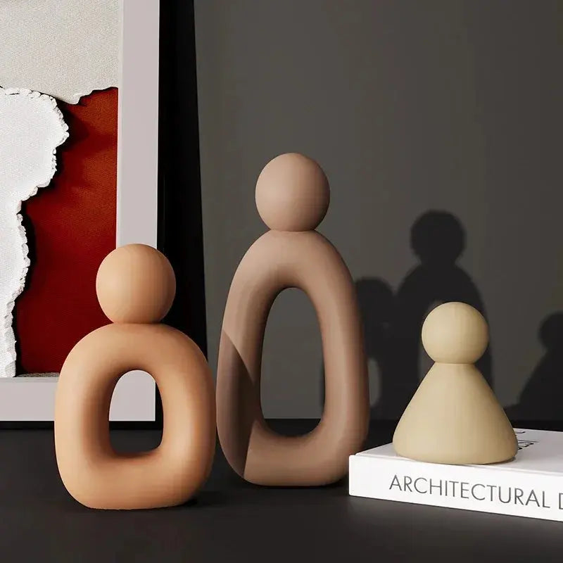 Figurine Famille Minimaliste - Sculpture Moderne Sosho