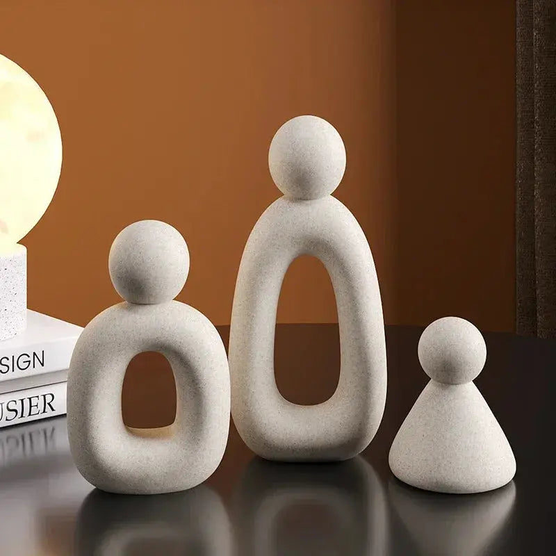 Figurine Famille Minimaliste - Sculpture Moderne Sosho