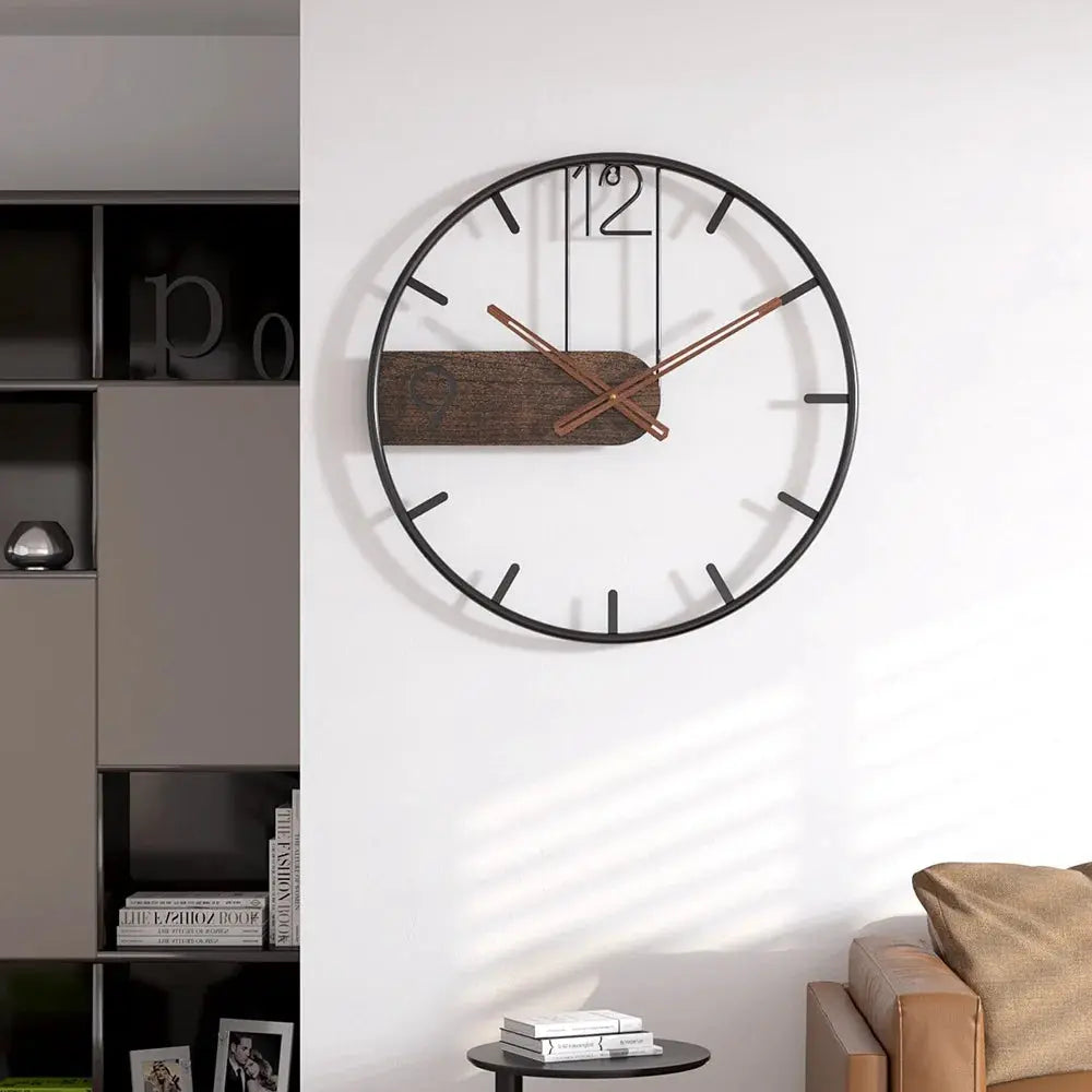 Horloge moderne en bois et fer - 40 cm - Sosho