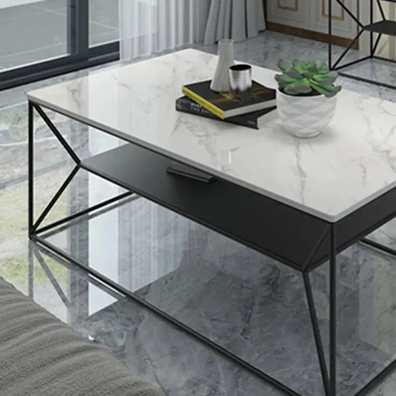 Grande table de salon - Marbre blanc Sosho