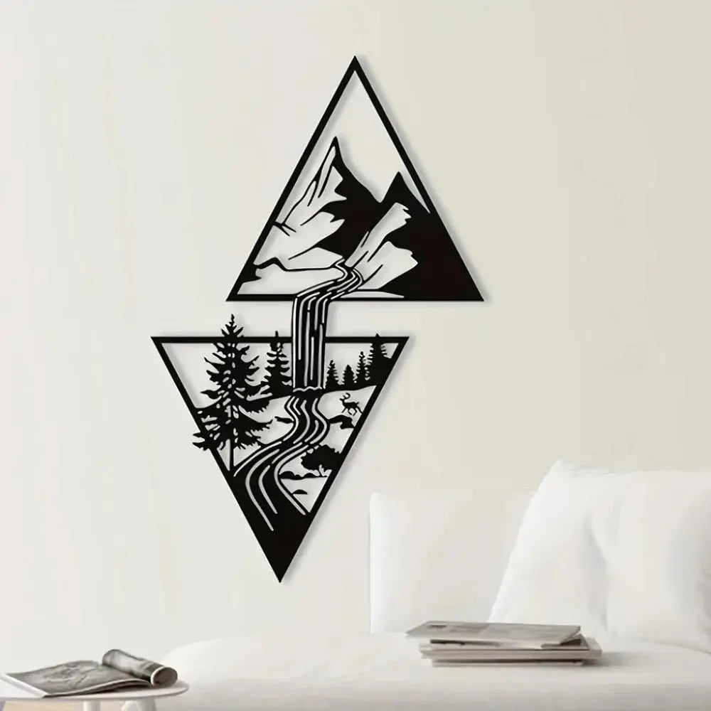 Décor Murale Montagne - Art Métallique Triangulaire Sosho