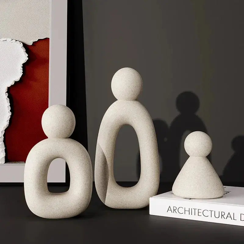 Figurine Famille Minimaliste - Sculpture Moderne Sosho