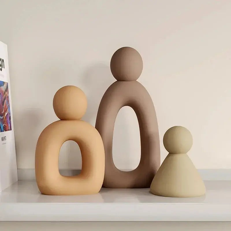 Figurine Famille Minimaliste - Sculpture Moderne Sosho