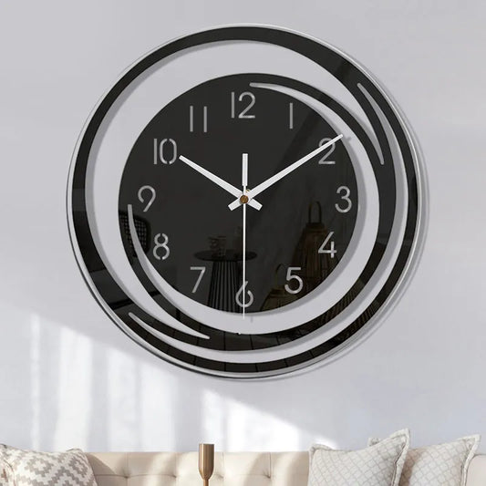 Modern black acrylic clock - 30 cm