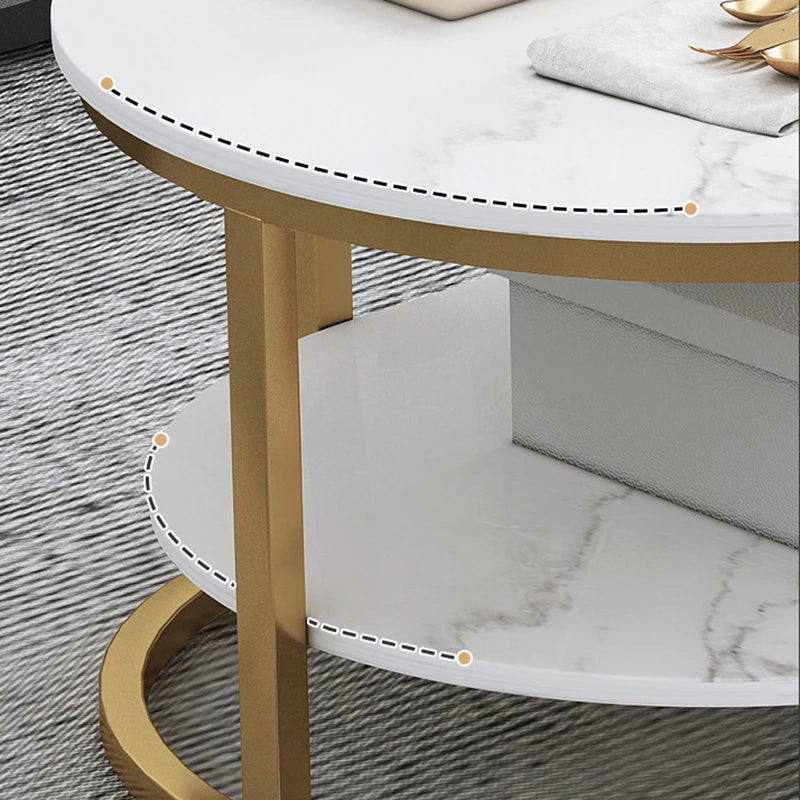 Table luxueuse marbre blanc et or - Salon