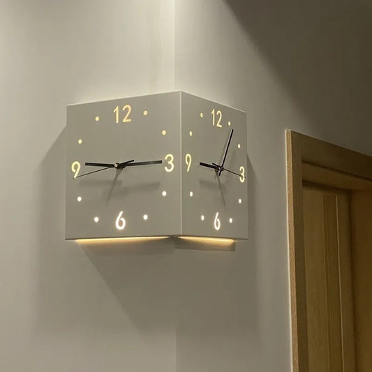 Corner designer clock with LED lighting - 26 cm