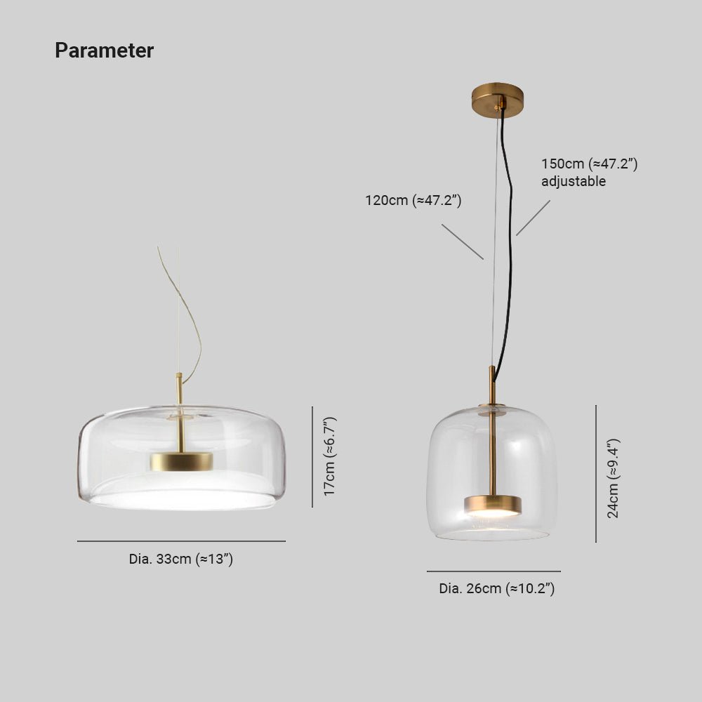 AmberGlanz - Retro LED-Pendelleuchten aus goldenem Metall und Glas