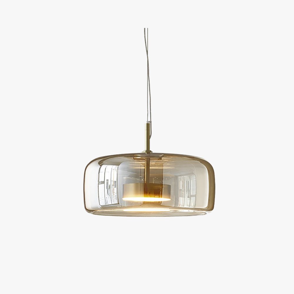 AmberGlanz - Retro LED pendant lights in golden metal and glass