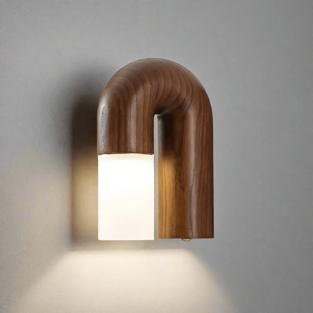 Arcus Holz-Wandleuchte mit gebogenem Design