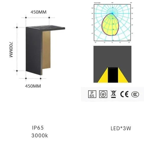 Block Lane Solarbetriebene Außenleuchte - Solar Außenlampe