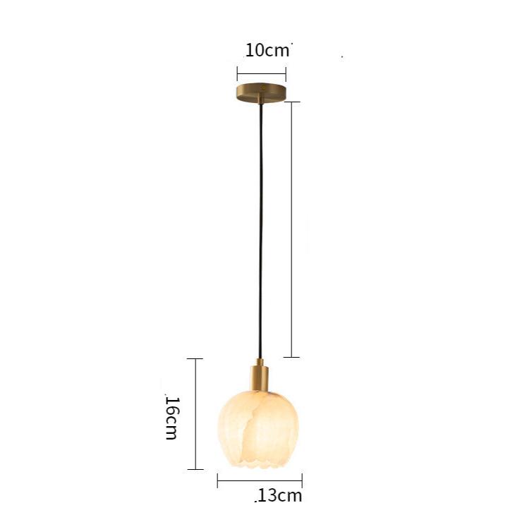 Alabaster-Hängeleuchte mit Blumendesign
