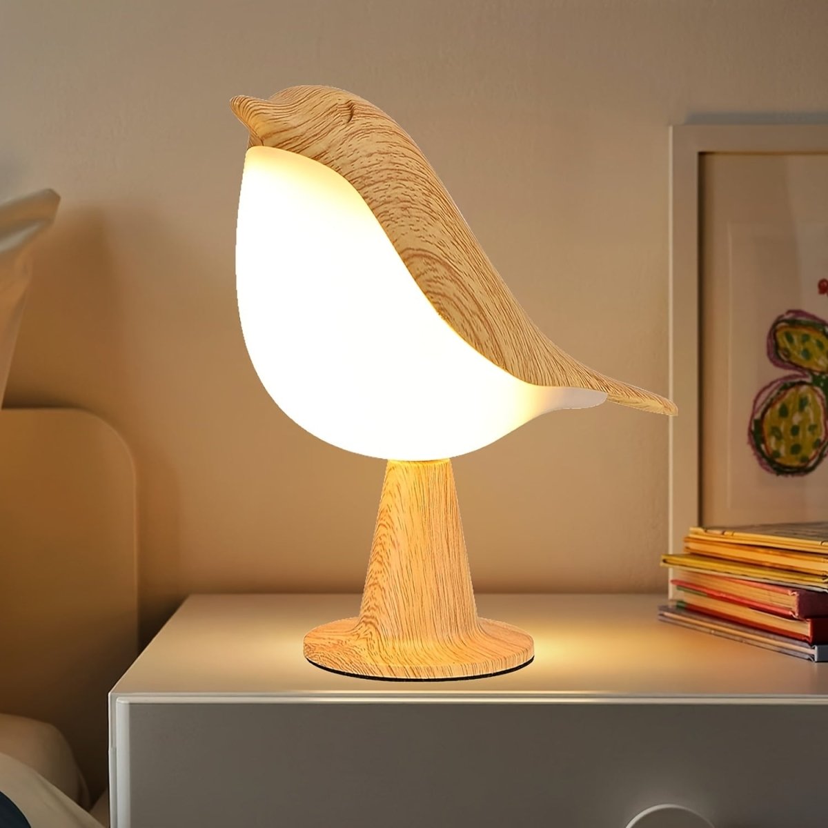 HelligkeitNest - USB Wiederaufladbare LED Vogel Tischleuchte mit Touch-Dimmfunktion