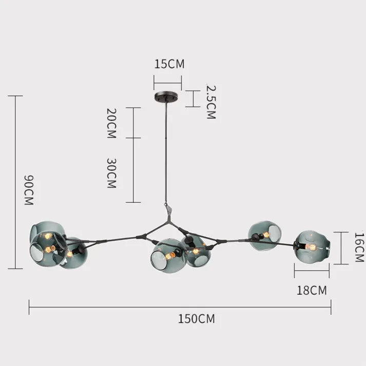 Sputnik light on the glass – BubbleLight Design Kronlight