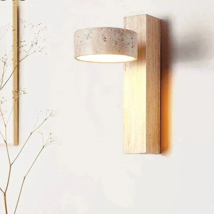 Crème Travertin Holz Schlafzimmer Wand-Nachttischlampe