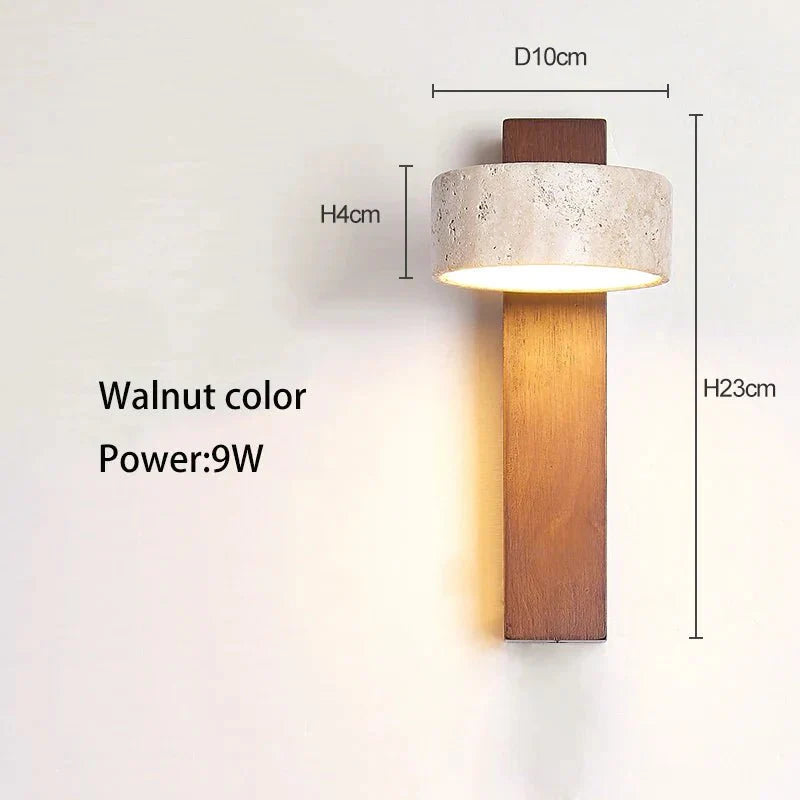 Crème Travertin Holz Schlafzimmer Wand-Nachttischlampe