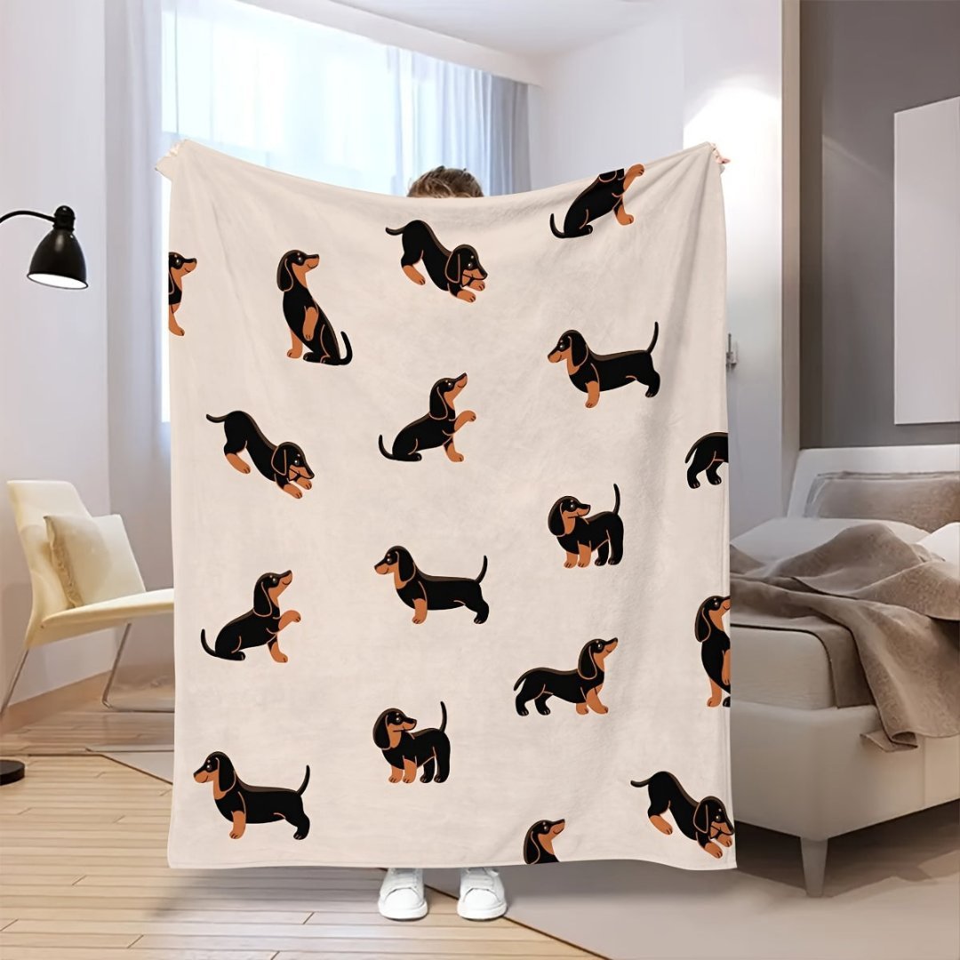 DackelTraum | Flauschige Flanell-Kuscheldecke für Hundefans