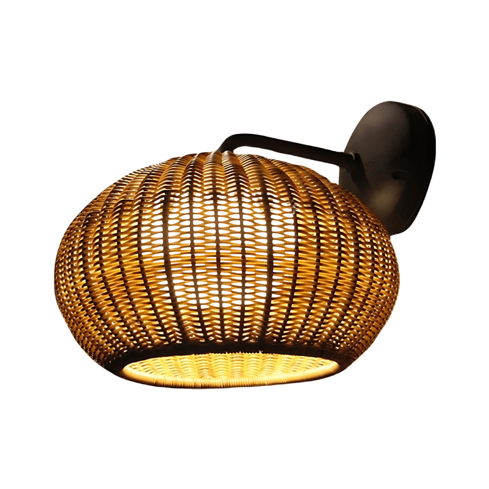 Wilde Strahlung Rattan-Wandlampe