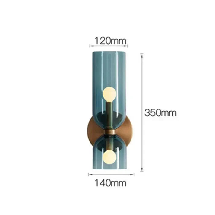 Doppelkopf-LED-Wandleuchte aus Glas