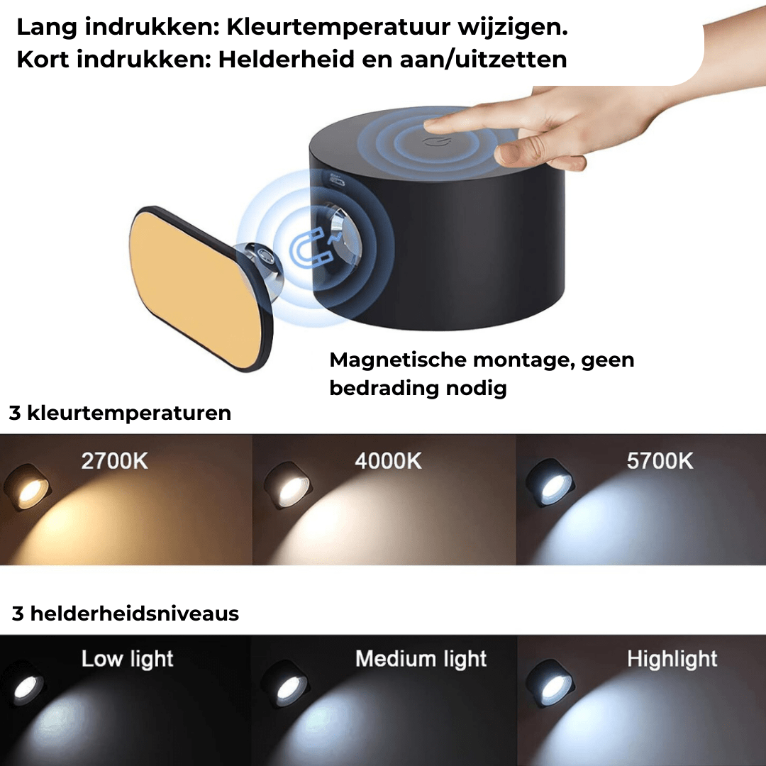 FlexiBeam - Kabellose, Wiederaufladbare 360° Wandleuchte