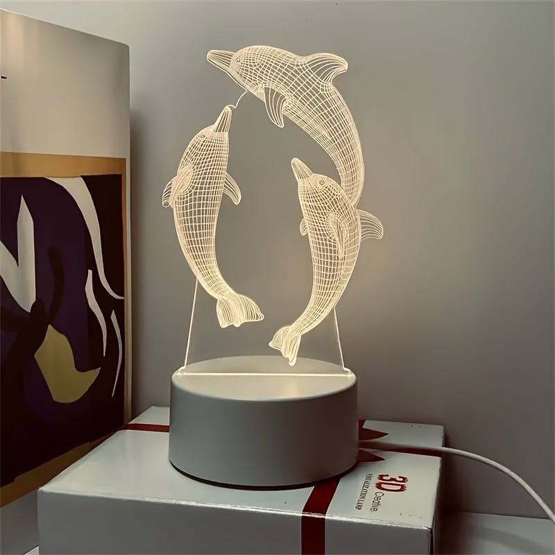 Moderne GeoDelfin 3D Illusion Tischleuchte