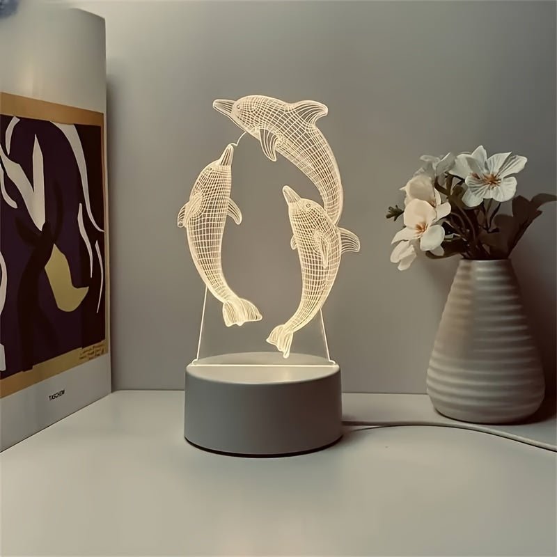 Moderne GeoDelfin 3D Illusion Tischleuchte