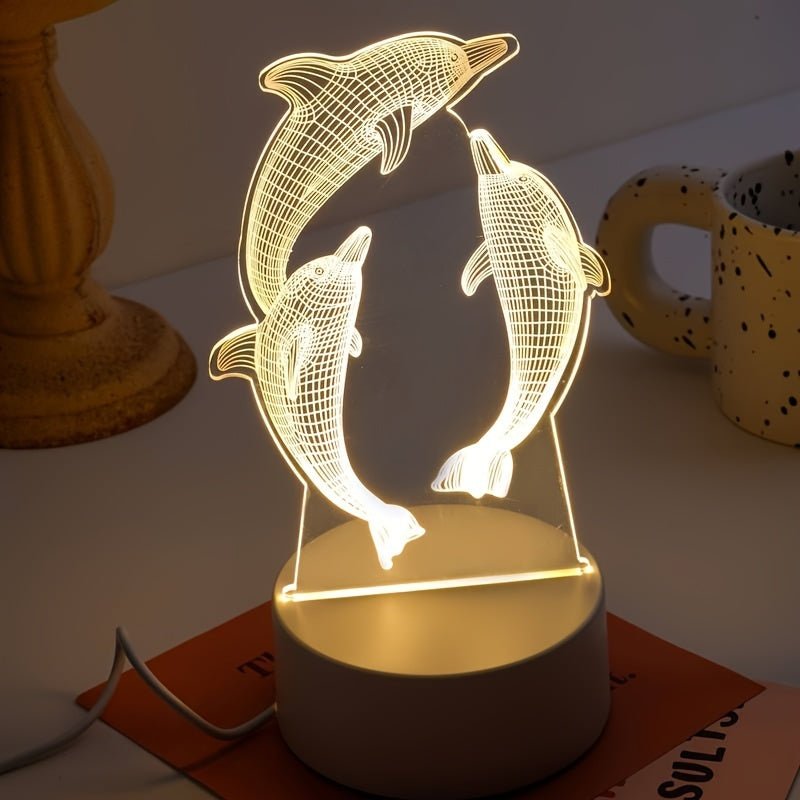 Moderne GeoDelfin 3D Illusion Tischleuchte