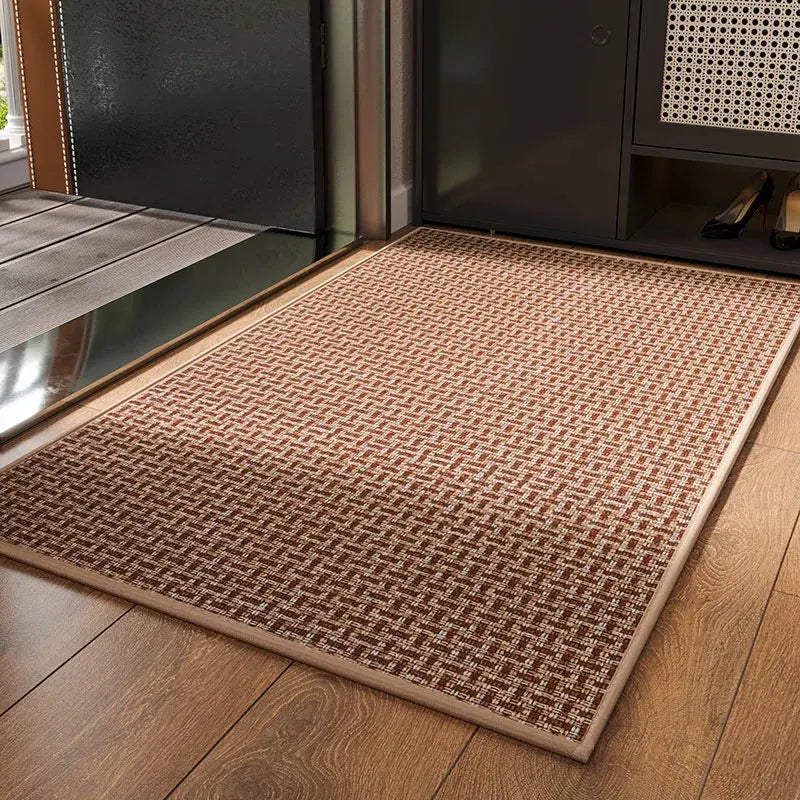 Grand Tapis D’entrée avec design fusion parfaite, grand tapis en tissé brun