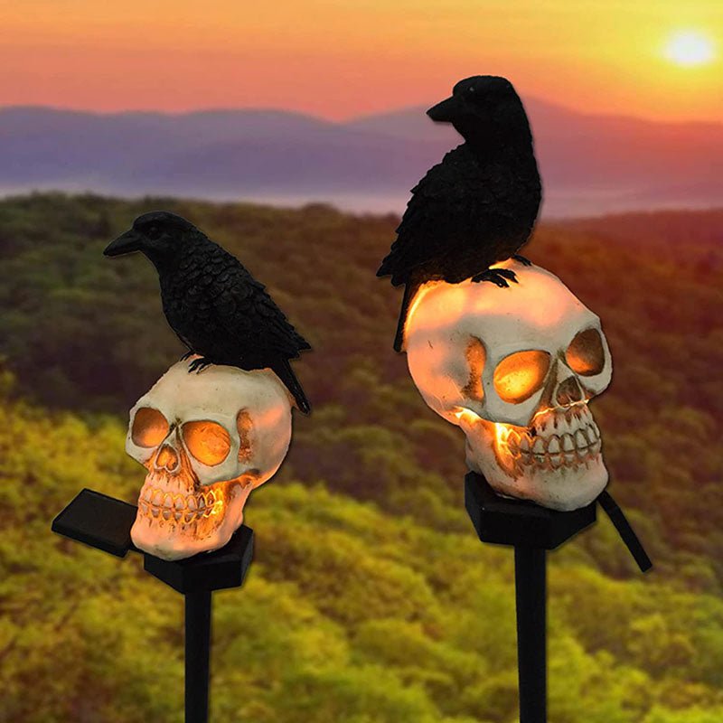 Halloween Solare Totenkopf- &amp; Krähenlichter für Gartendekorationen