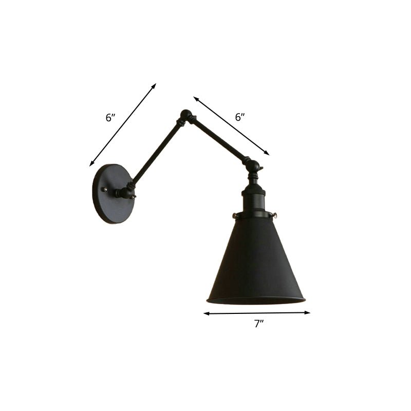 Industrielle Bauernhaus Kegelwandlampe in Schwarz/Rost