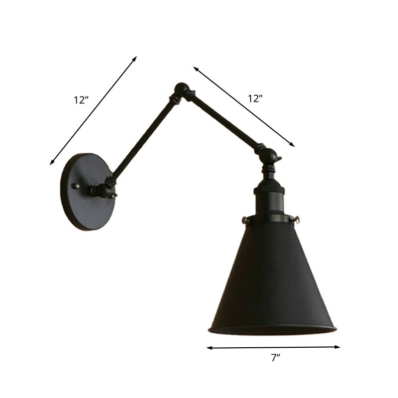 Industrielle Bauernhaus Kegelwandlampe in Schwarz/Rost